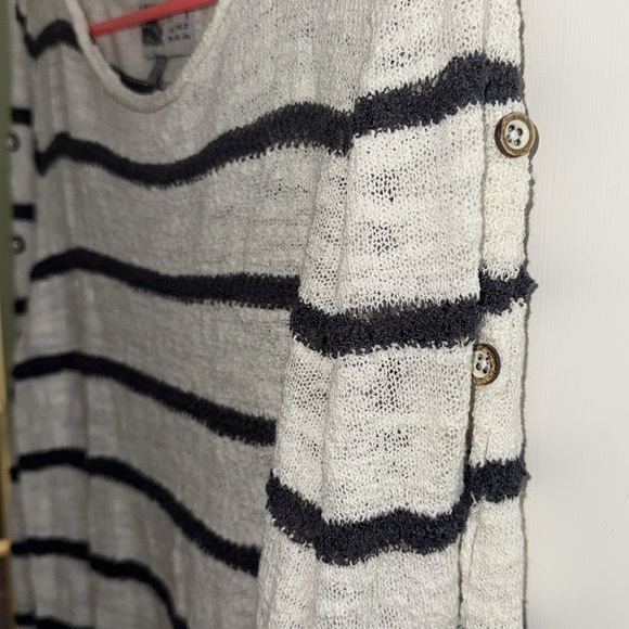 Habitat Clothes to Live In Dark Grey & Wht Striped Loose Knit Sweater Size L - Picture 2 of 9